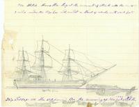 A drawing of the whaleship Essex by the ship's cabin boy.